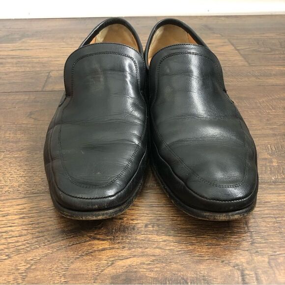 Bruno Magli Malden Size 7M Loafer Handmade Black Dress Shoe Italian - Picture 14 of 15